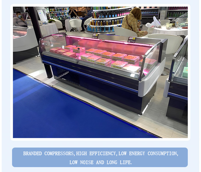 Single Temperature Meat Display Freezer Stainless Steel Food Counter Butcher Fridge