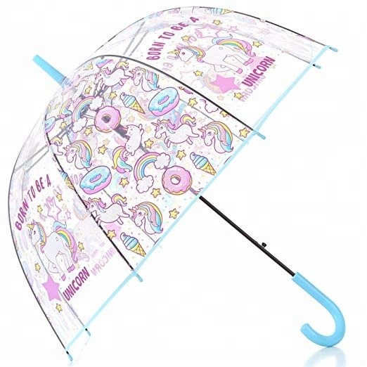 Gift Dome Style Transparent Unicorn Umbrella , Clear Plastic Bubble Umbrella