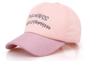 China Pink Cotton Baseball Cap Embroidery Logo Fashion Style With Adjustable Strap wholesale