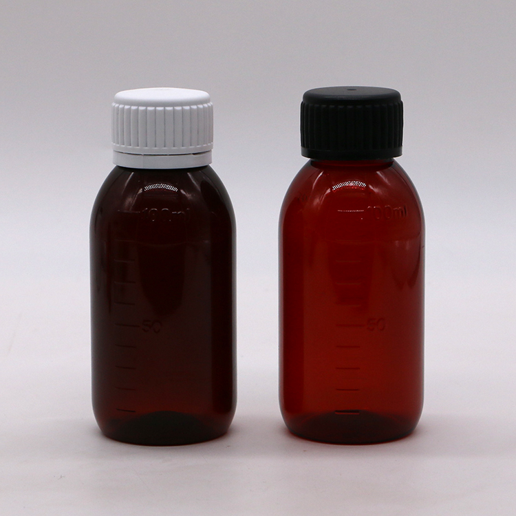 Screw Cap 100ml PET Scaled Bottle for Liquid Supplement Maple Syrup
