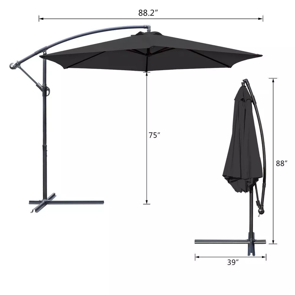 Patio Umbrella 10FT Steel Frame Waterproof Sun Shade Parasol for Outdoor Hanging Offset