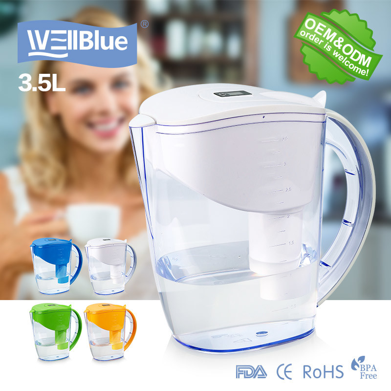 Plastic 3.5L Alkaline Water Filter Pitcher Eco Friendly For Rise PH 8-10 Level