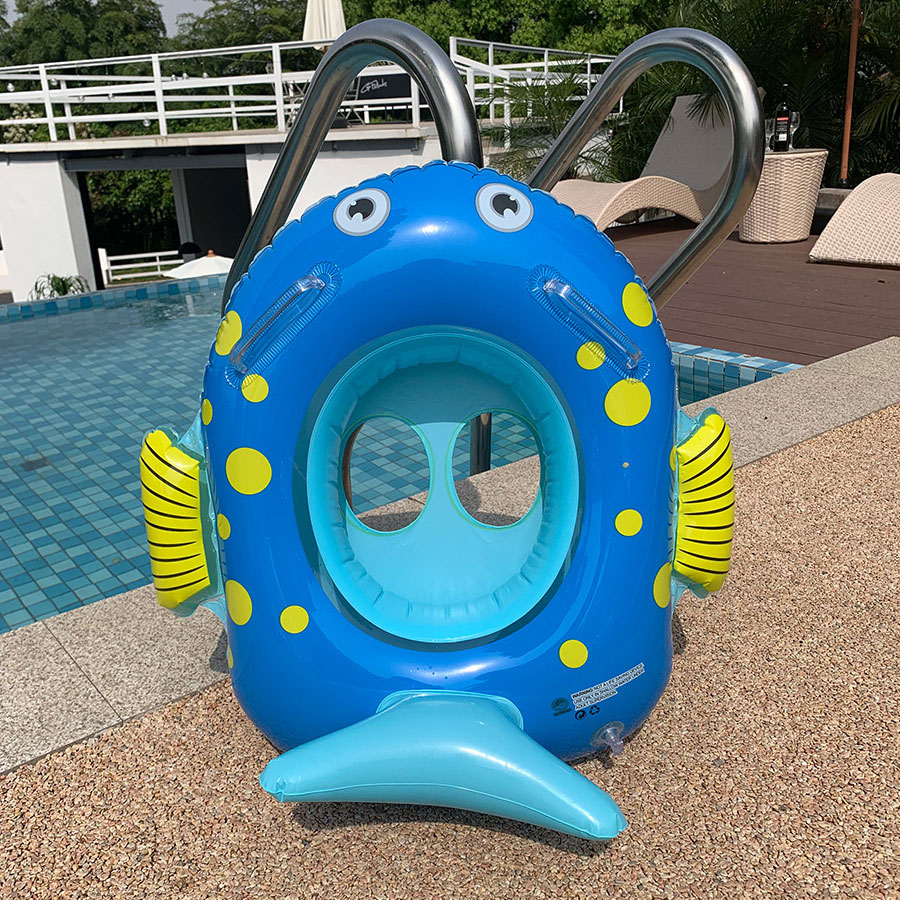 Gender-Neutral Swimming Pool Float Tubes Inflatable Cartoon Fish Design for Kids' Fun