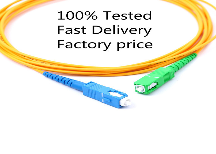 Yellow 100M SC APC to SC UPC Duplex Fiber Patch Cord Multimode