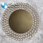Glass Gold Beaded Charger Plates Wedding Crystal 12 Inch
