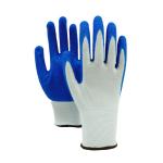 Blue Crinkled Latex Nylon Work Gloves Breathable Abrasion Resistant