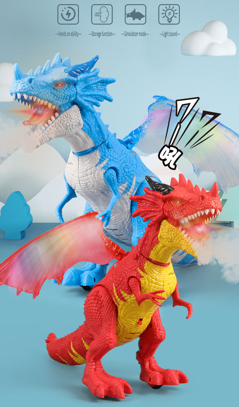PVC Children'S Electric Spray Toy Flying Dragon With Light And Sound Spray Walking Dinosaur Model Toy