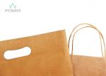 Square Bottom Brown Paper Takeaway Bags , Kraft Brown Carrier Bags Twisted