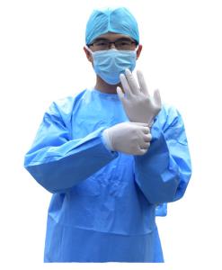 China Medical Protection 60gsm Fluid Resistant SMS Non Woven Isolation Gown wholesale