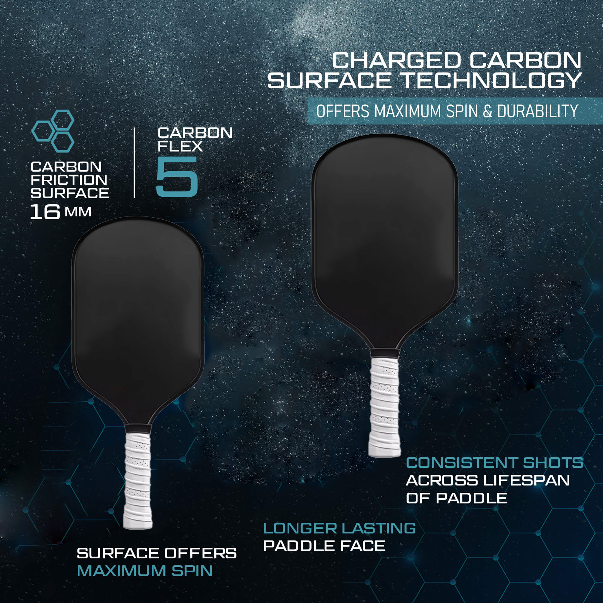 220g T700 Carbon Fiber Pickleball Paddle With Rough Surface / 16mm PP Honeycomb Core