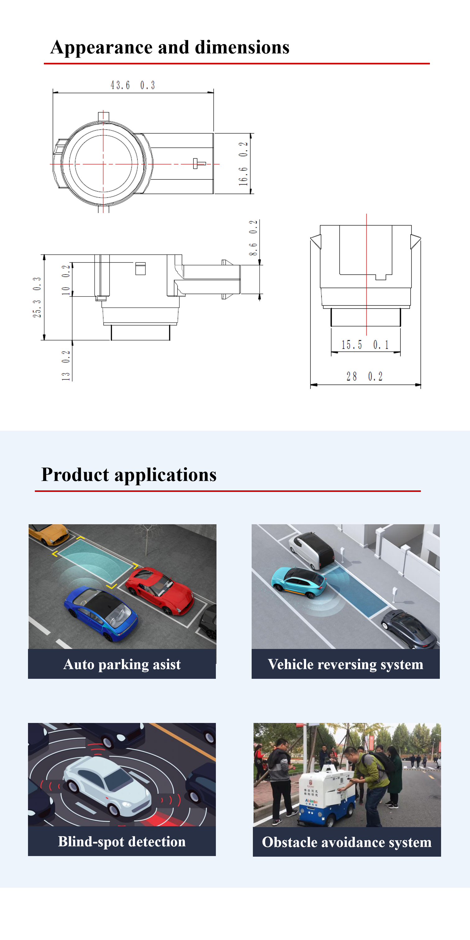 AUDIOWELL AK2 Ultrasonic Parking Sensor 55.5khz Front Parking Assist Sensor