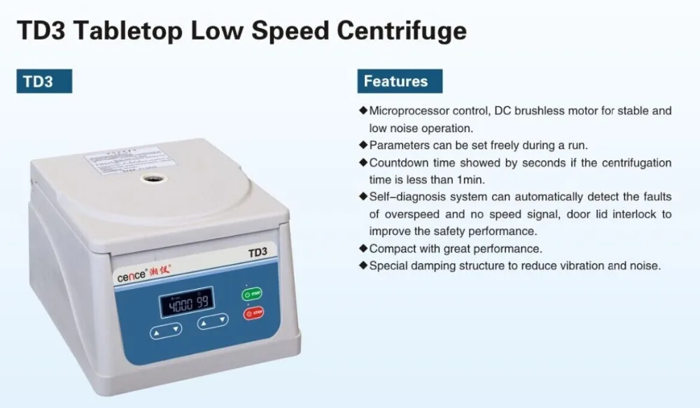 TD3 Laboratory Table Top Centrifuge Plasma Extraction