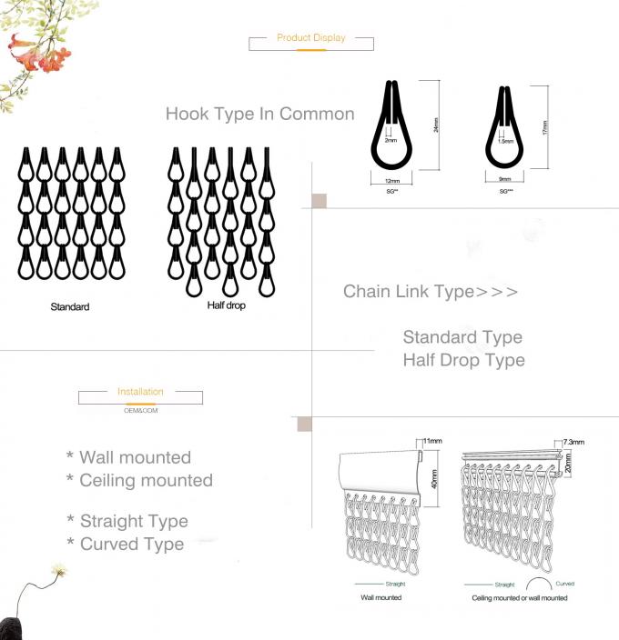 Lobby Partition Design Aluminum Chain Curtain With Colors Surface Treatment 5