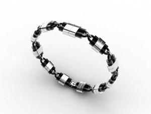 China Top Quality Europe Fashion Stainless Steel Genuine Leather Silicone Bangle Bracelet ADB165 wholesale