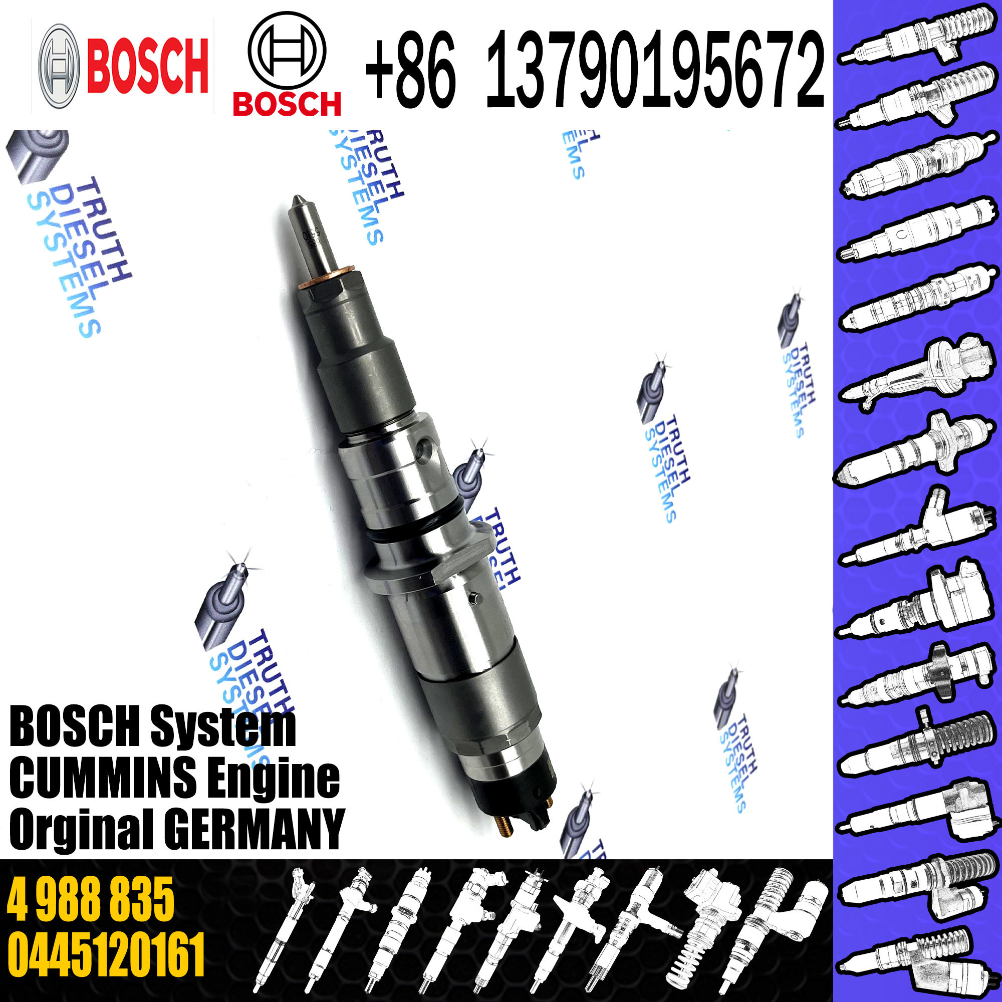 High quality Common Rail Injector diesel fuel injector 4988835 5253221 5269194 0445120161 0445120204 0445120267