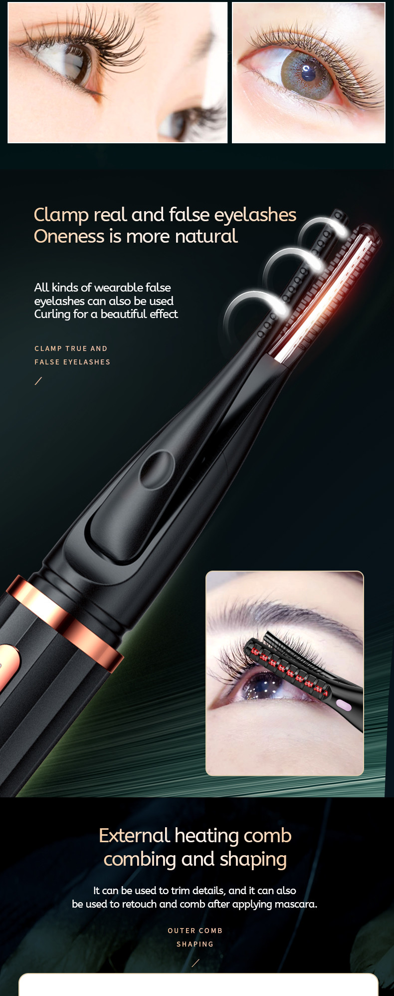 1.2W Adjustable Temperature Electric Heated Eyelash Curler With SGS Approval