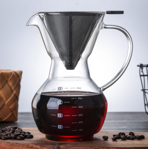 Eco - Friendly Glass Pour Over Coffee Maker Carafe Coffee Dripper Brewer Pot With Borosilicate Glass