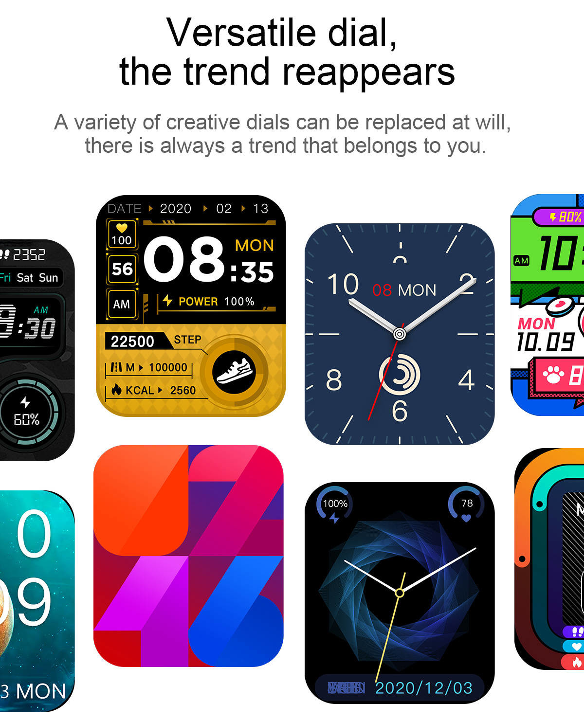 Vibration Remind Smart Sport Watch Full Touch Body Temperature Monitor IPX7 Waterproof