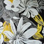 White Magnificent Floral Glass Mosaic Wall Art , Craft Mosaic Tile Floor