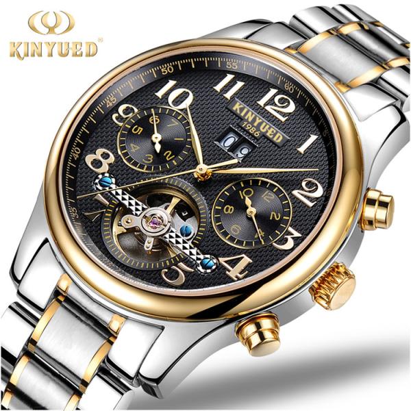 Hot stainless Steel Men's business sport Tourbillon automatic mechanical