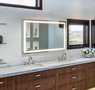 Custom Lighted Bathroom Smart Vanity LED Mirror with Rust Resistant Metal Chassis