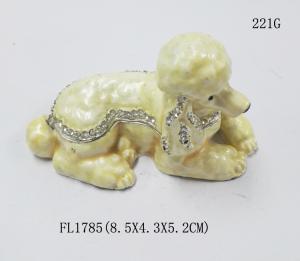 China Fashion metal alloy dog trinket Jewelry Box pewter white cute dog trinket Jewelry Box wholesale