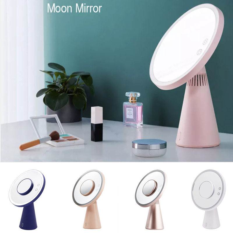 2022 New Style 3 in 1 LED Mirror with Bluetooth Speaker Design Rechargeable LED Makeup Mirror Desktop Vanity Wall Mounte