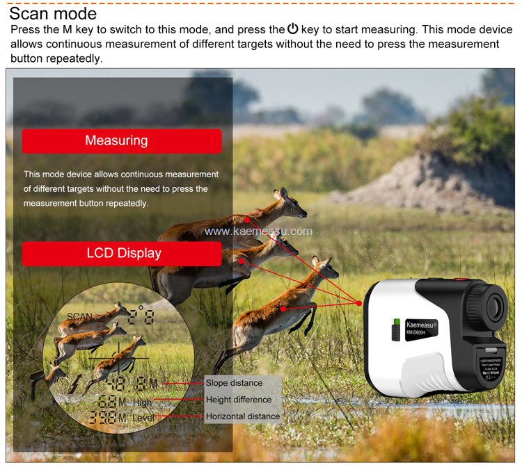 kaemeasu Hunting Rangefinder Golfing Shooting Telescope Angle Measuring Range Finder D600