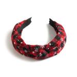 Christmas Xmas Cross Knot Hairband Plaid Holiday Decorations 40cm 15.8in