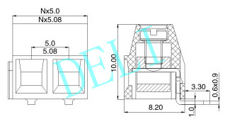 Durable PCB Connector , Screw Terminal Block DL127R-XX-5.0/5.08 26-16AWG Wire