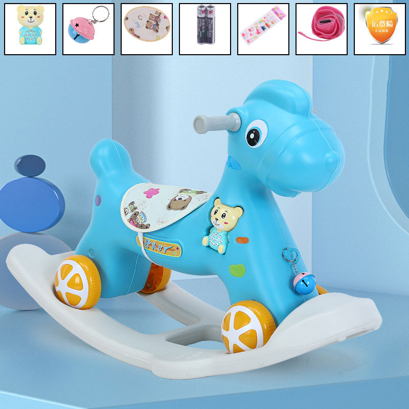 2 to 4 Year Old Boys Girls PVC Rocking Horse Toddler Ride-on Toy for Baby Nursery Child Birthday Gift and Durable