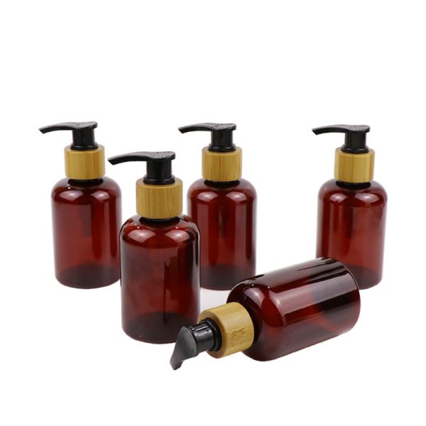 Red Brown PET 8 16 32 Oz Empty Shampoo Bottles With Pump Dispenser