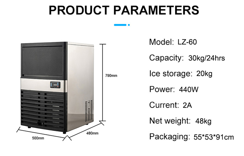 30kg Daily LZ-60 Cube Ice Machine for Home Automatic Ice Cube Manufacturing