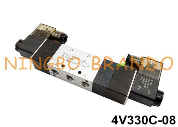 Quality 4V330C-08 5/3 Way 1/4'' Solenoid Control Valve Close Center DC 24V for sale