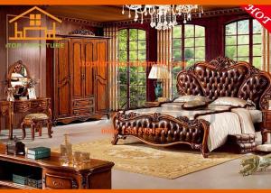China Princess elegant oversized french antique leather bedroom furniture sets online wholesale