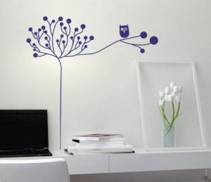 China Purple Funky Personalised Tree Wall Flower Stickers G216 wholesale