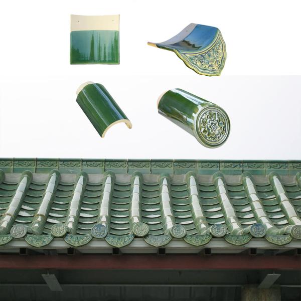 Glazed Tiles for Traditional Design of Green Color Roof in Chinese Temple in