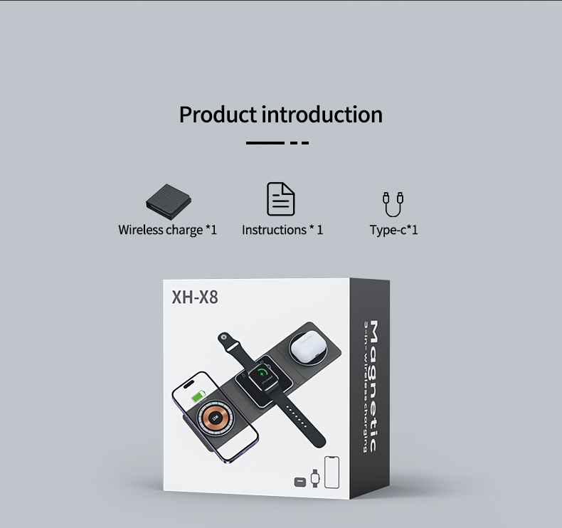 Foldable 3 in 1 Wireless Charger 6.5V-9V/2A Output Voltage and Current for Travel