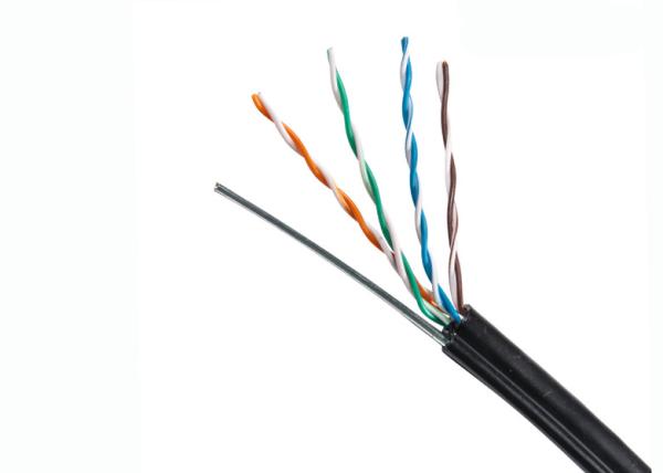 Cat5e Aerial Cable With Messenger , Cat5e Outdoor Waterproof Ethernet Cable 1000