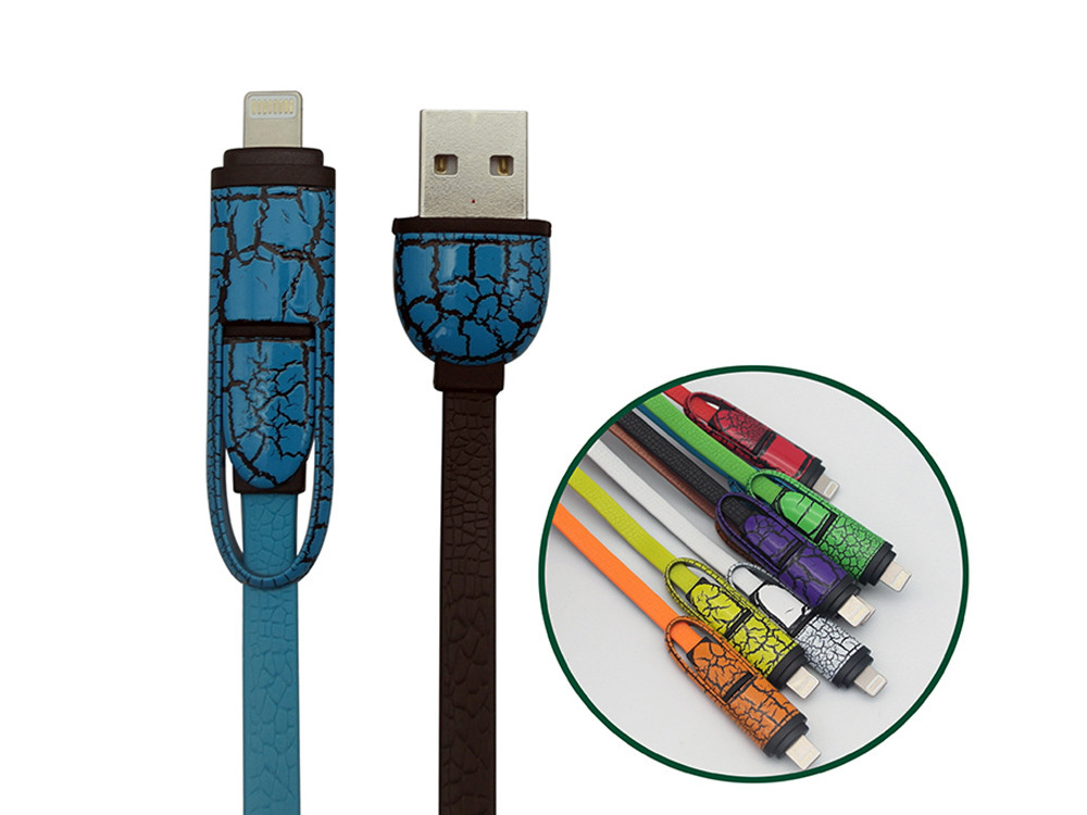 Leather USB Extension Cable TPE Material 2 In 1 Cord For Smartphone Durable