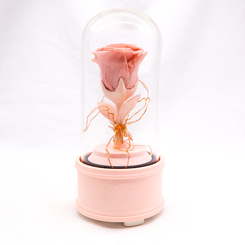 Customized Color Preserved Rose Glass Dome Bluetooth Speakers For Home Decoration