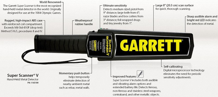 Airport Security Metal Detector Wand Portable Hand Held For Full Body Security