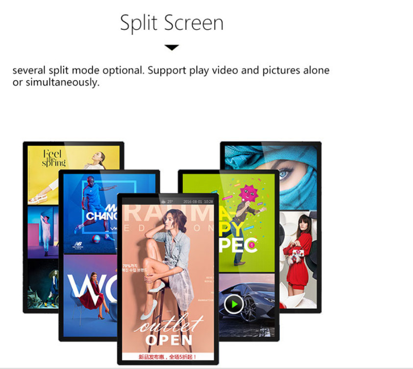 High Resolution Wall Mounted Advertising Display Multi Channel USB Interface