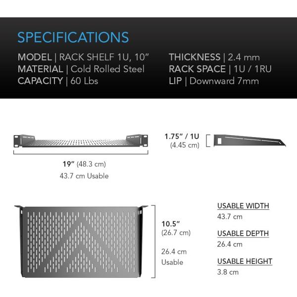 19in Equipment Racks Mount Rails Network Equipment Server UPS Mount Rail Kit 10in Deep