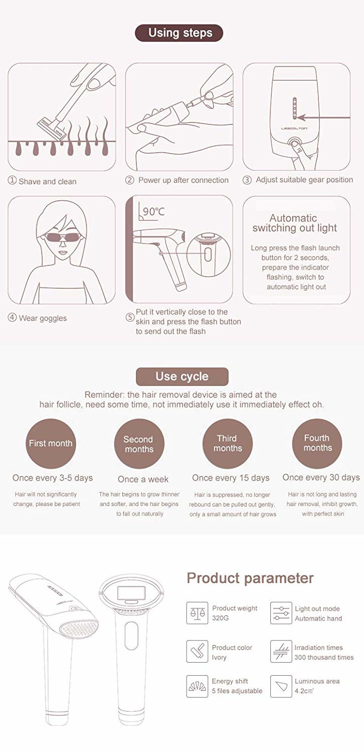 6 Light Levels 600-1200nm Home Laser Hair Removal Device