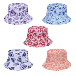 China Summer Heart Print Double-Sided Sunscreen Fisherman Hat For Women wholesale