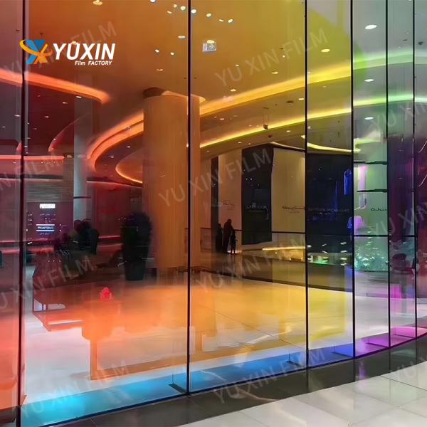 Commercial Colourful Rainbow Dichroic Window Tint Dazzling Building Film 2mil