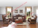 European Classic Solid Wooden Carving Frame with Italy Leather Upholstery Sofa