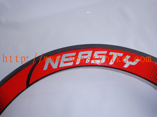 Road carbon rim,Full Carbon rims;60mm Tubular/clincherT700C red Rims