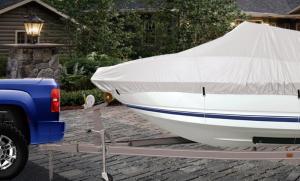 China Trailerable Waterproof Boat Cover 150D Silver - Coated Oxford Material wholesale